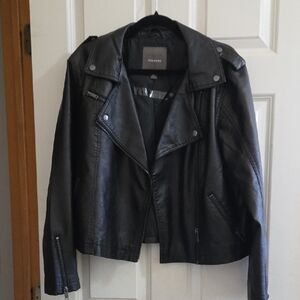 Maurices Black Faux Leather Asymmetrical Moto Jacket
